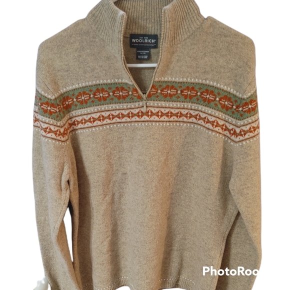 Woolrich Tops - Women Woolrich sweatshirt beige orange green long sleeve size XL